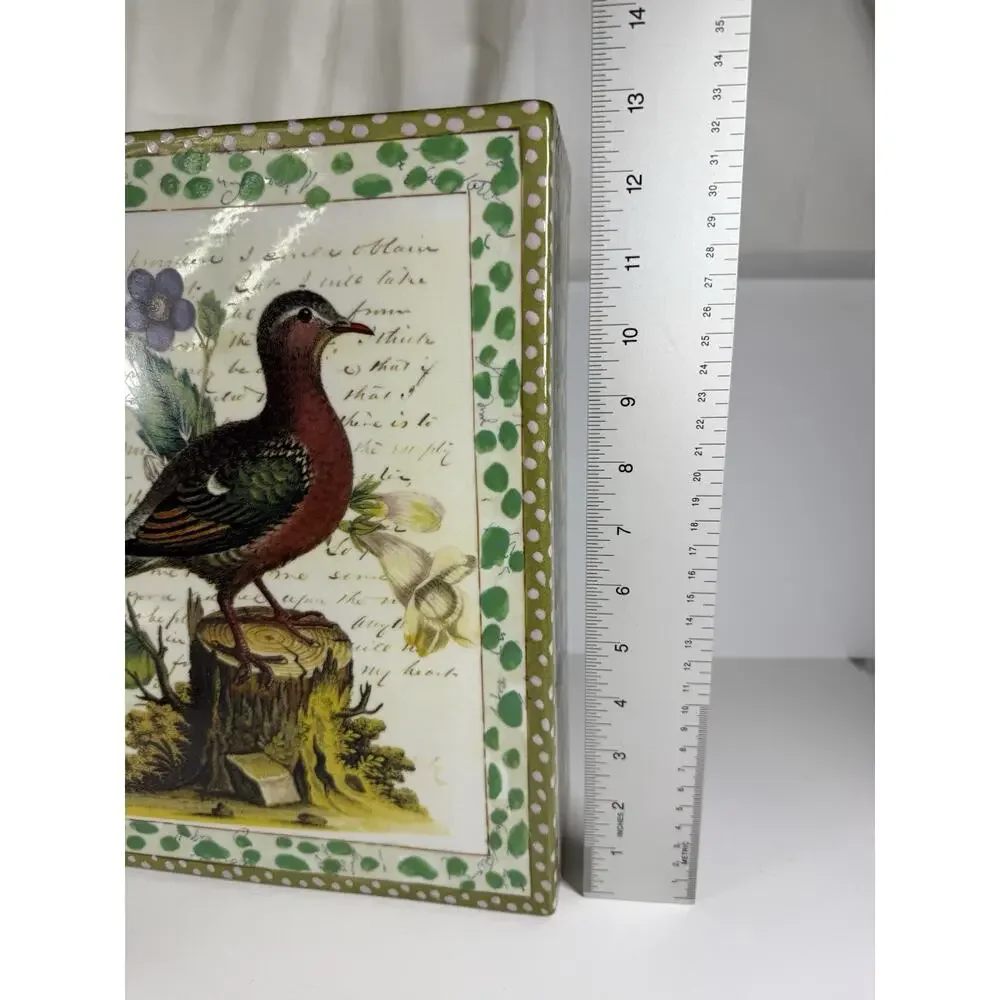 John Derian Decoupage Vase Wild Bird Illustrations Design Large Rectangular Vase